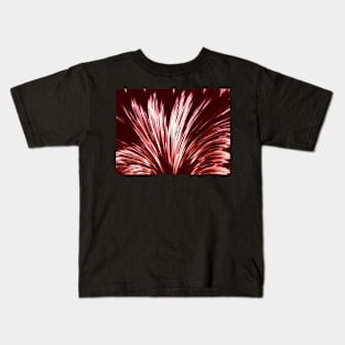 Fan shaped abstract in deep red and white Kids T-Shirt